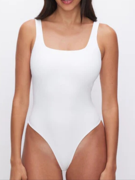 Good American Tops - Good American White Square Neck Sleeveless Bodysuit Sz Small